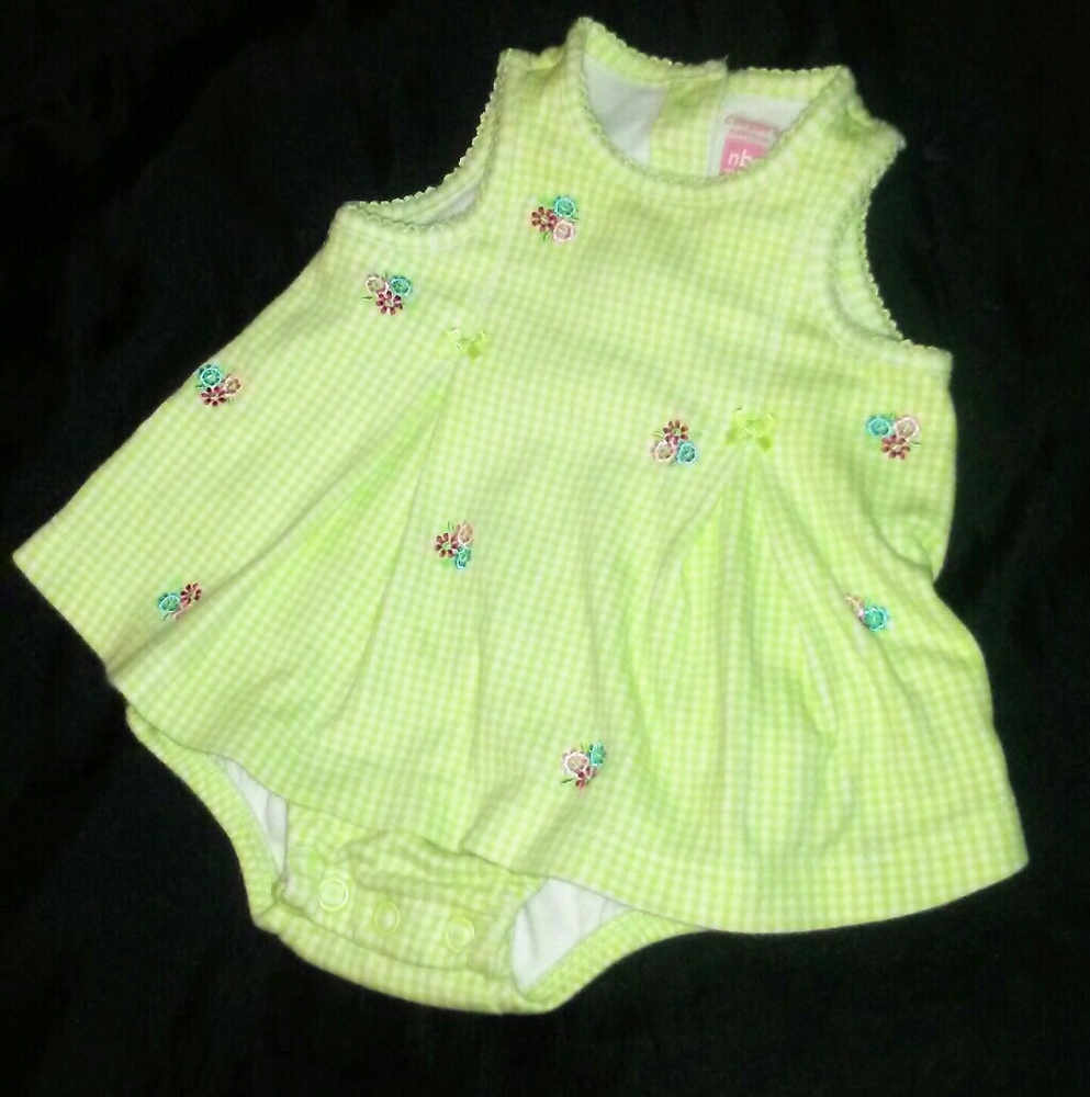 Carter's gingham NB floral embroidered outfit
